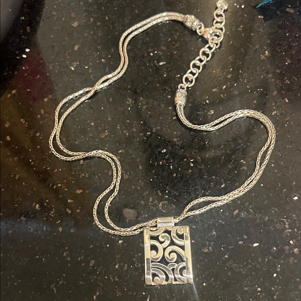 Brighton Silver Filigree Rectangular Pendant Necklace